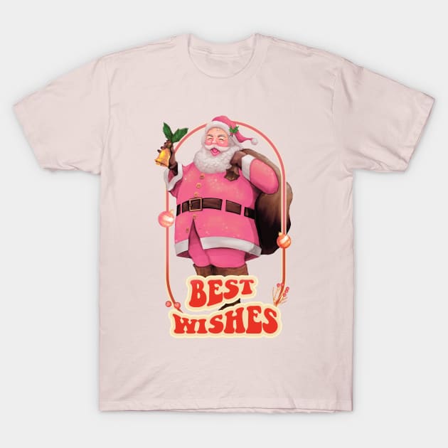 Retro Vintage Pink Santa Claus | Best Wishes T-Shirt by i am Cuta